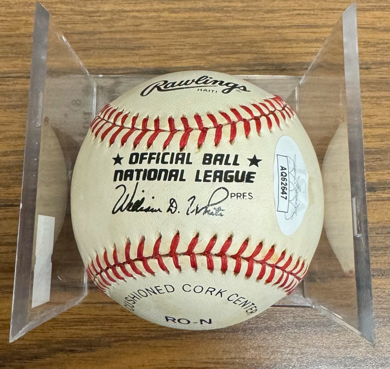 Ernie Banks Signed Autographed Rawlings OMLB Baseball JSA *647