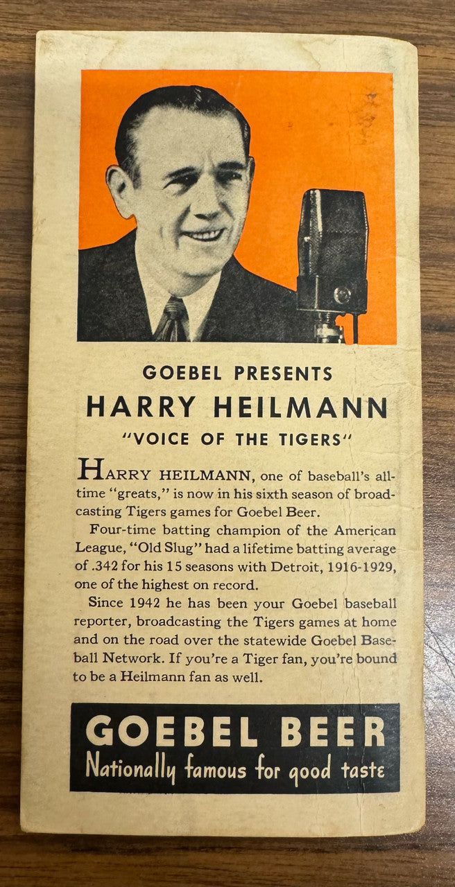 1948 Detroit Tigers Tiger Feats Record Performances Booklet