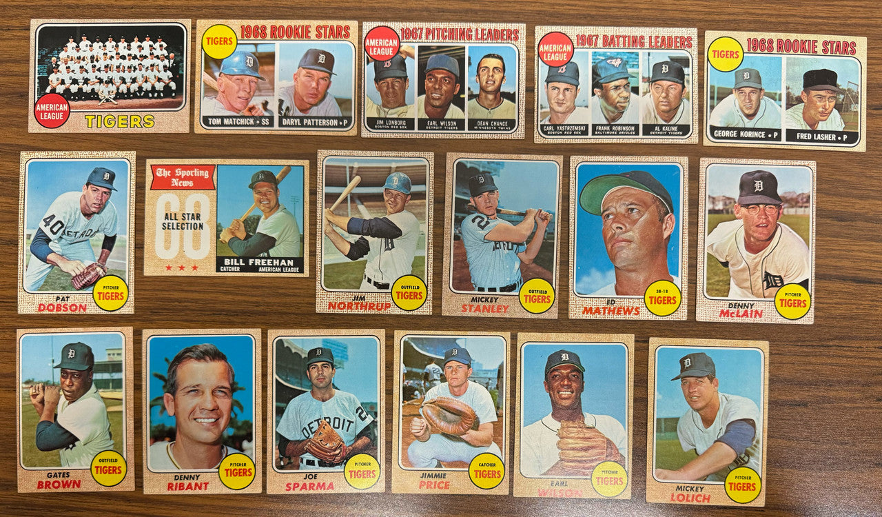 1968 Topps Detroit Tigers Master Team Set (38) w/ Game & 1969 WS VG-EX+