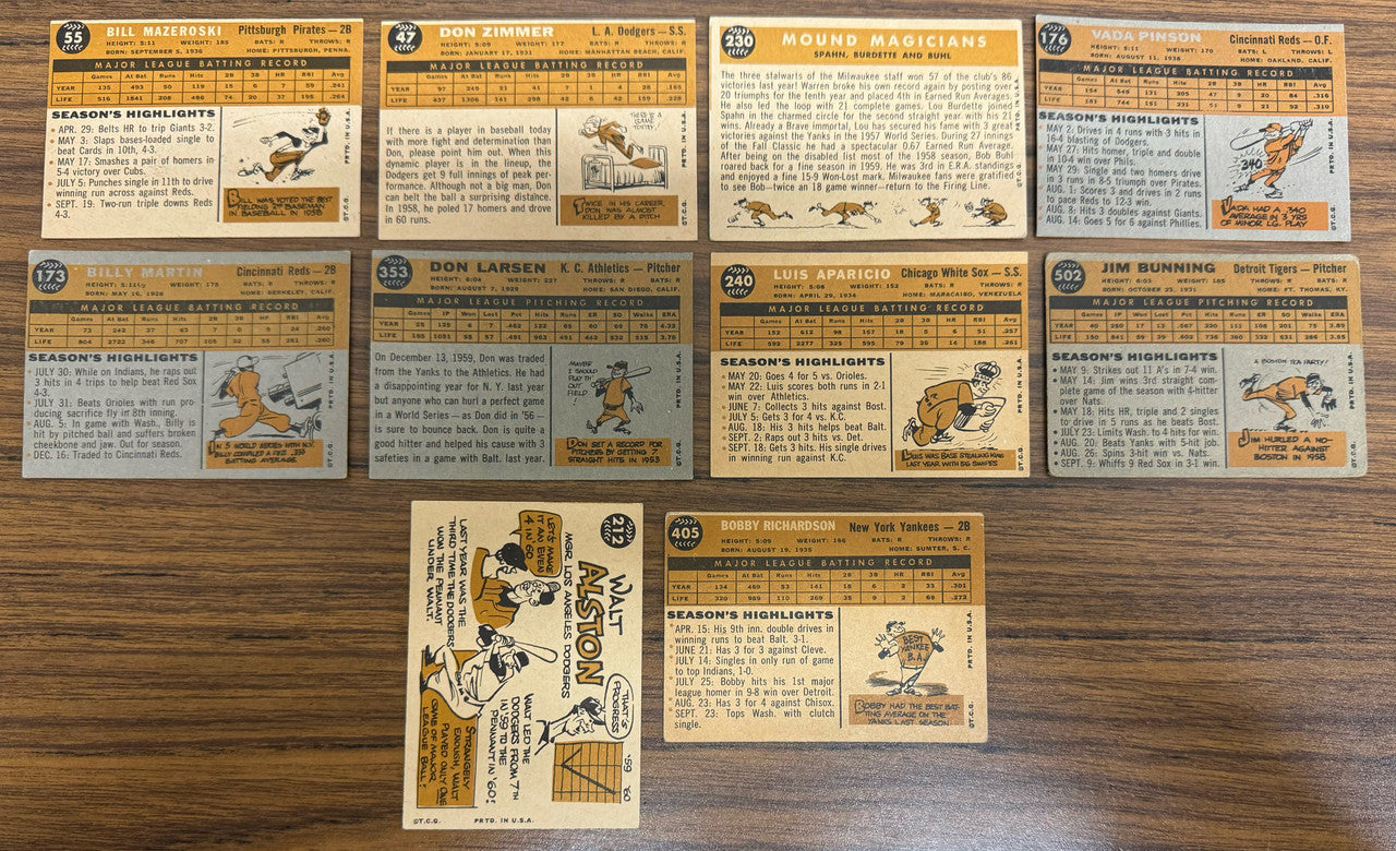 1960 Topps Baseball Partial Set 335/572 Overall VG/EX-EX+