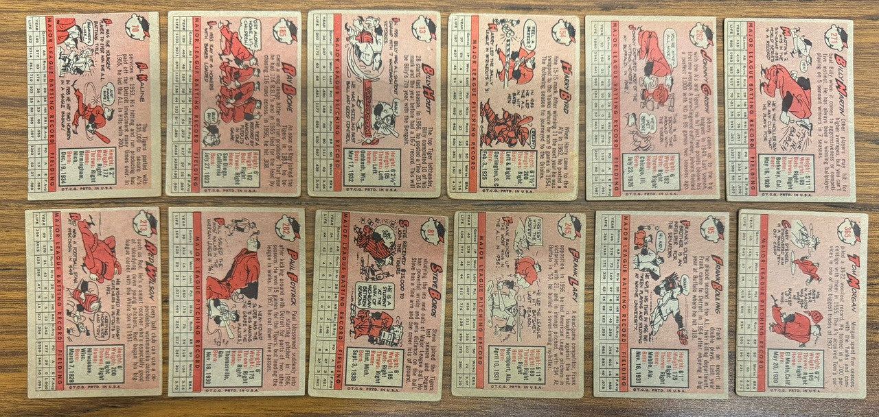 1958 Topps Detroit Tigers Team Set (30) Kaline Low Grade