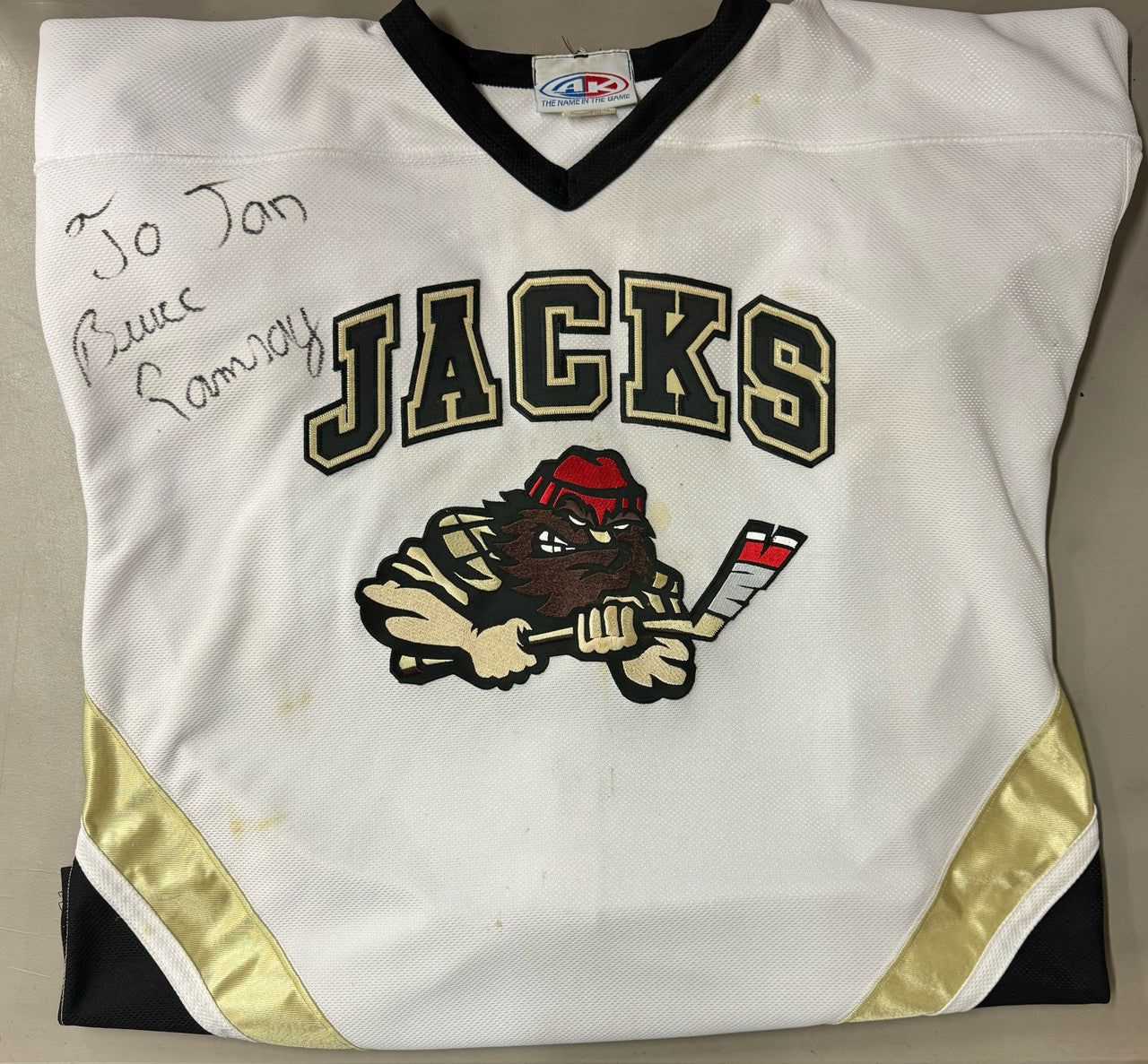 Bruce Ramsay Signed Autographed Game-Used Muskegon Lumberjacks Hockey Jersey