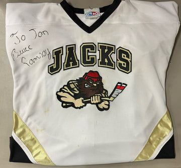 Bruce Ramsay Signed Autographed Game-Used Muskegon Lumberjacks Hockey Jersey