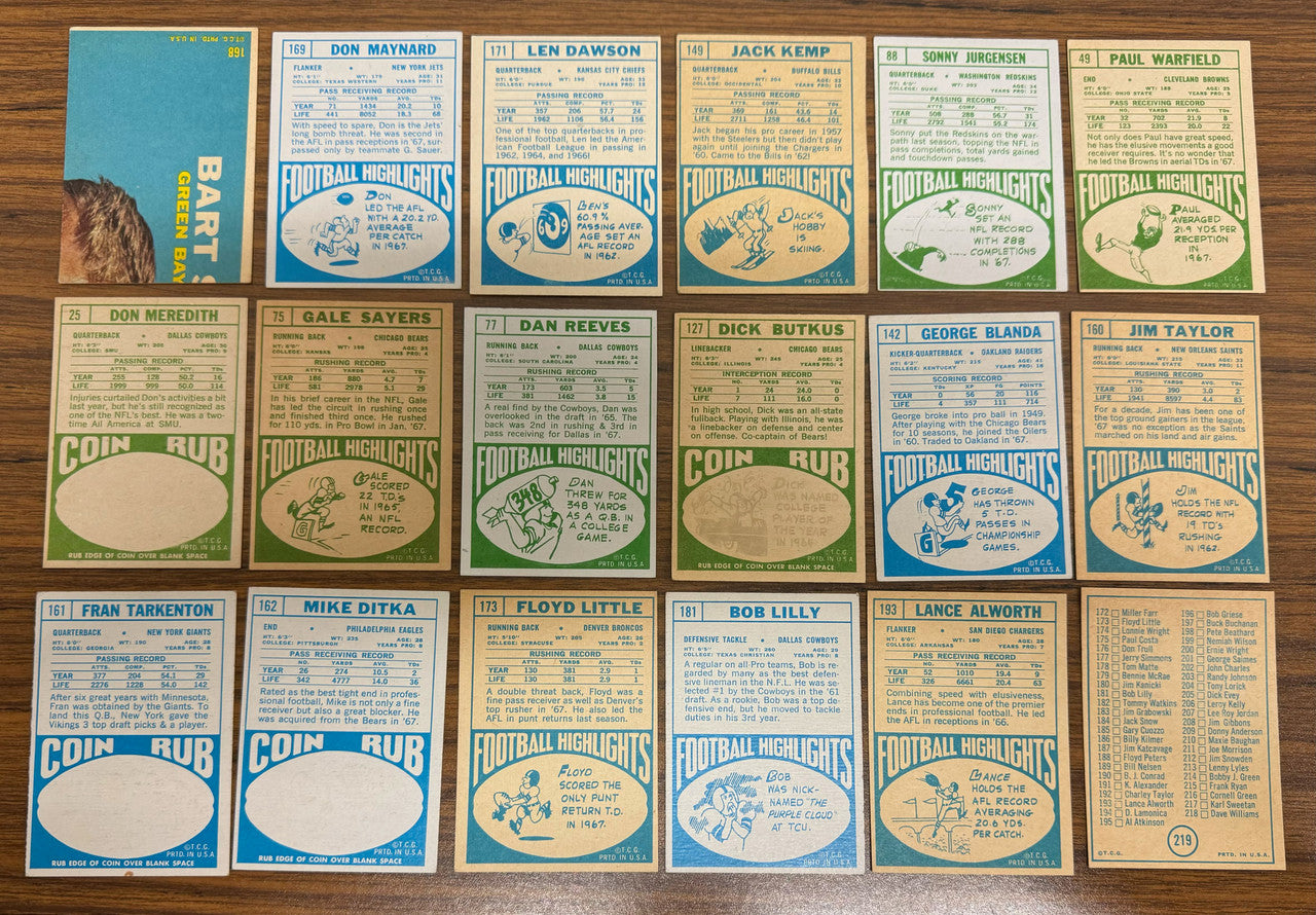 1968 Topps Football Complete Set Missing 1 (218/219) VG/EX-EX