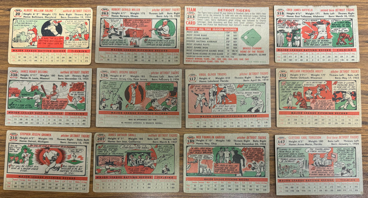 1956 Topps Detroit Tigers Team Set (21) Kaline Low Grade