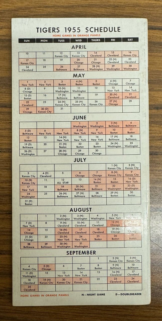 1955 Detroit Tigers Roster Book Media Guide