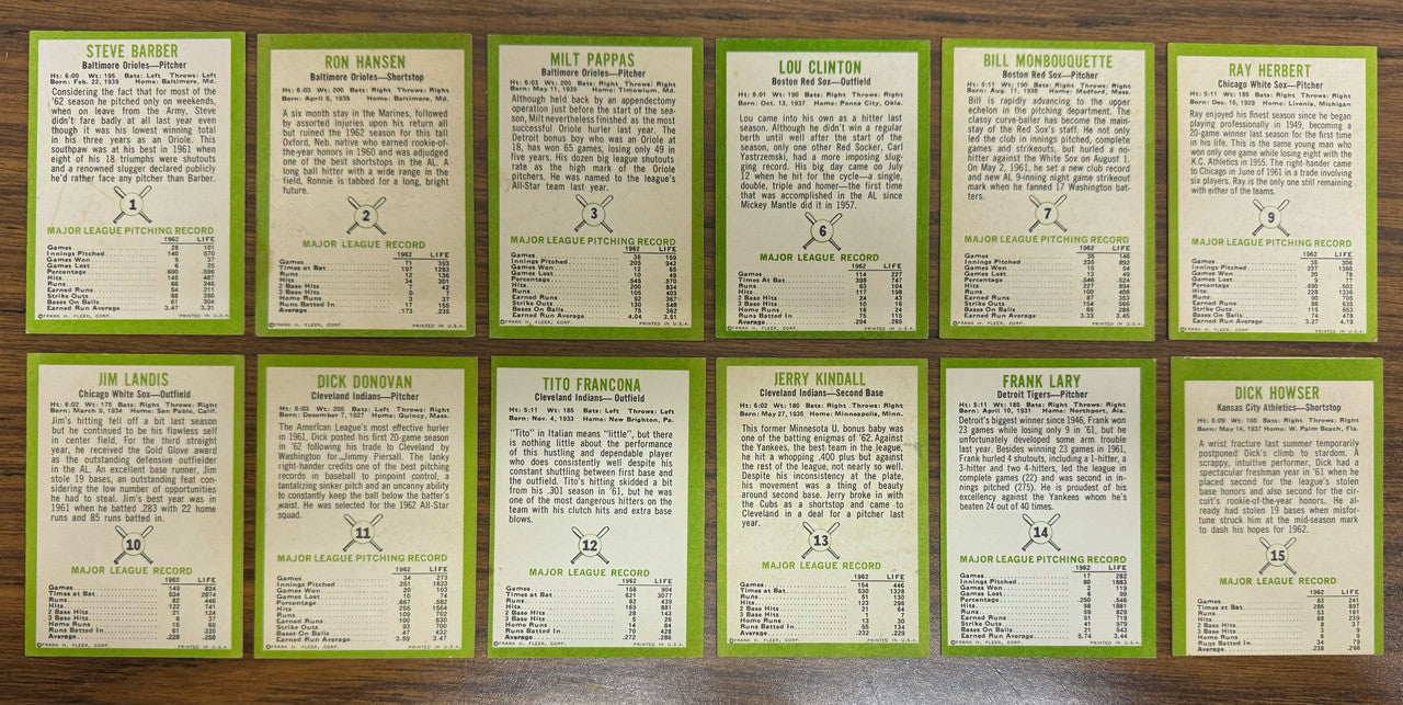 1963 Fleer Baseball Near Complete Set 65/66 VG-EX