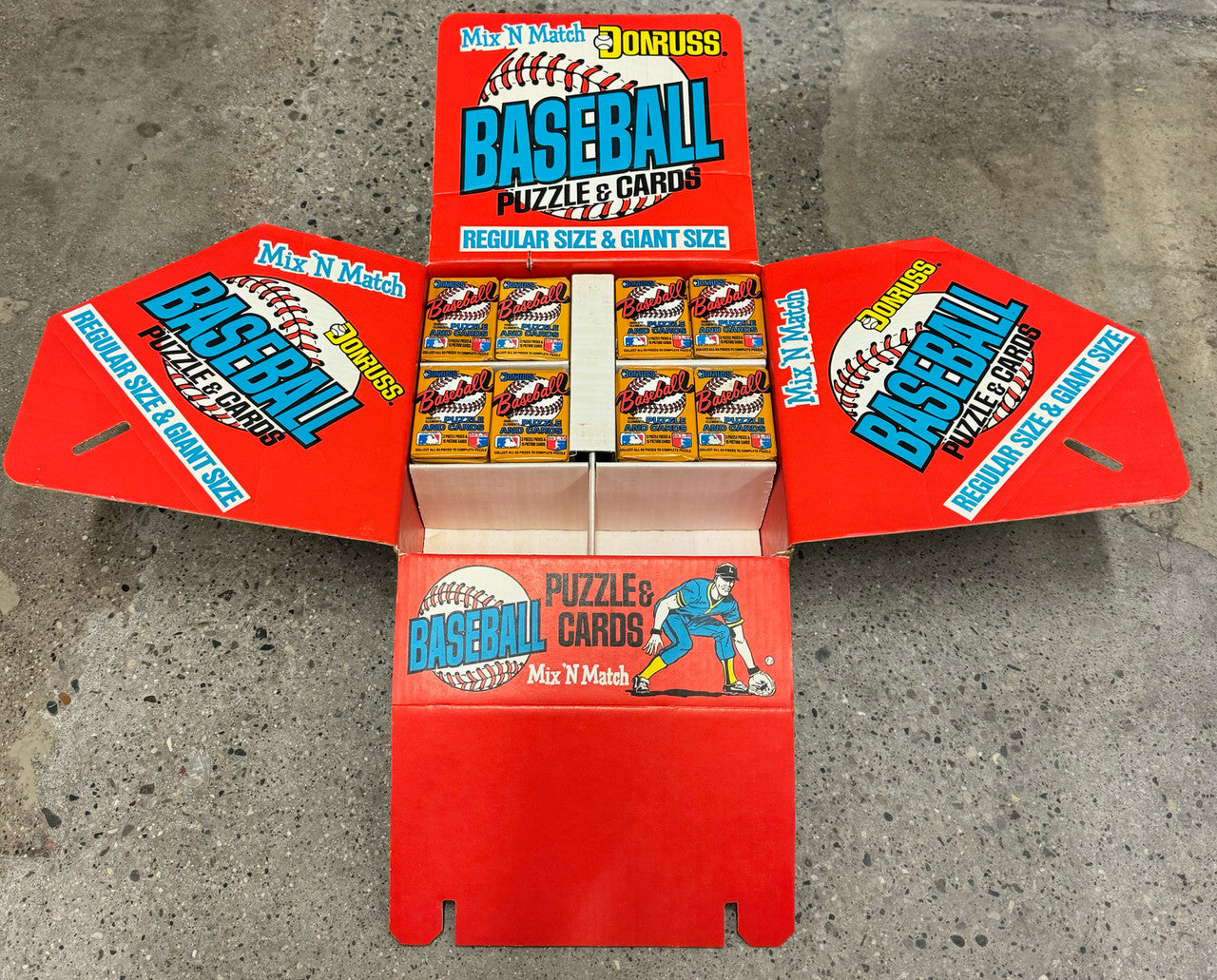 1987 Donruss Baseball Unsealed Display Case with 144 Sealed Wax Packs