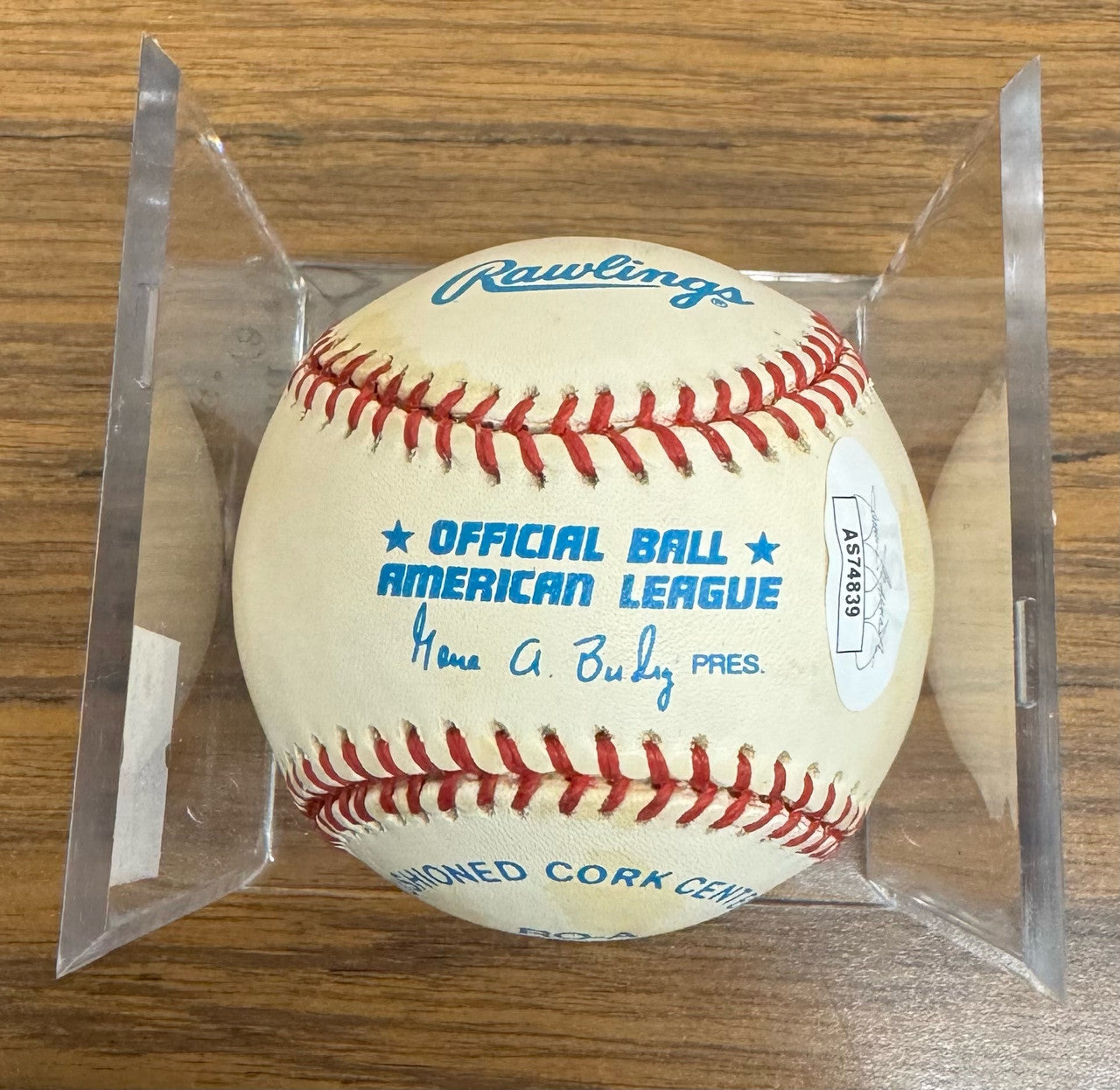 Dick McAuliffe Signed Autographed Rawlings OAL Baseball JSA