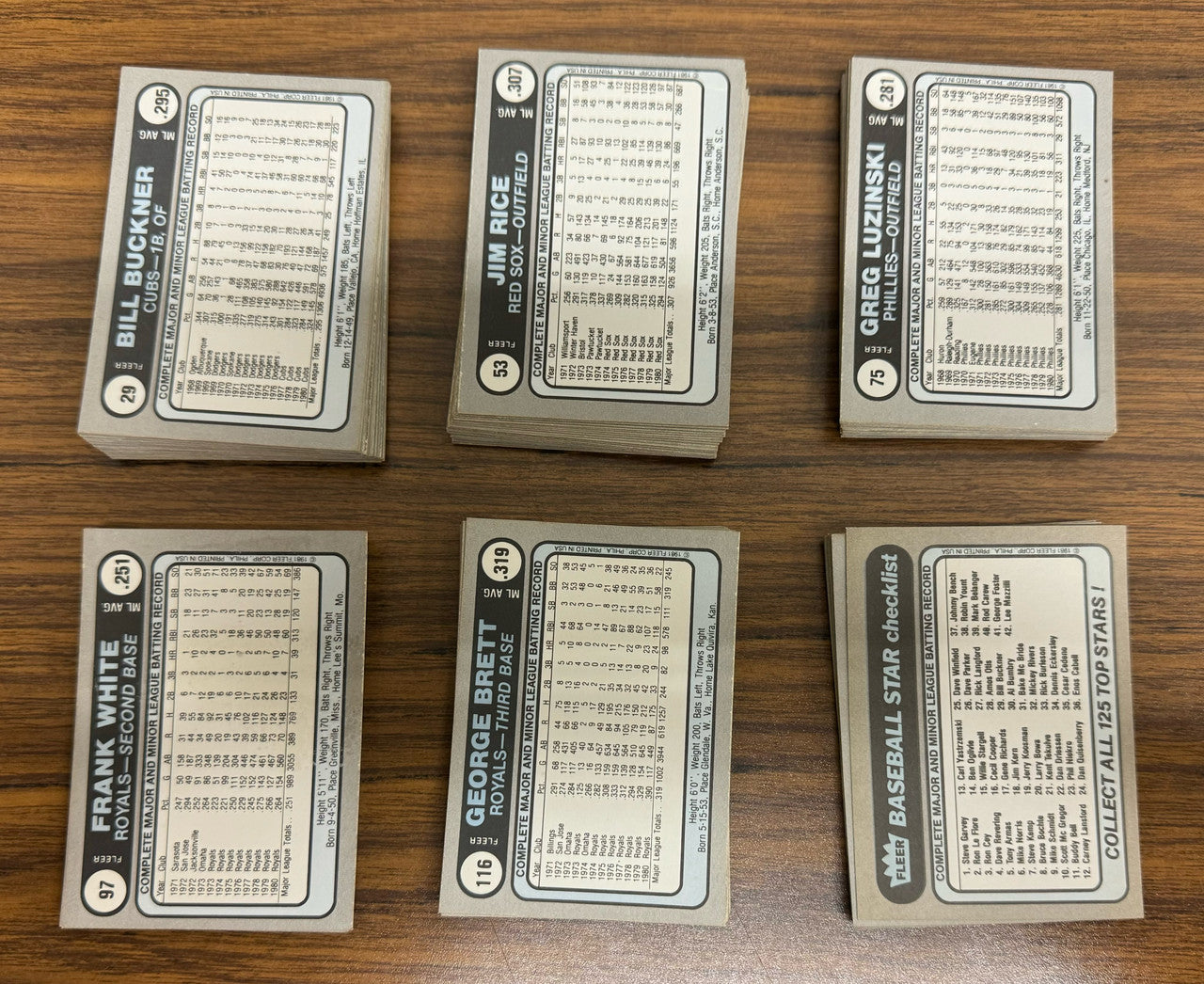 1981 Fleer Baseball Star Stickers Complete Set (125) + Checklists