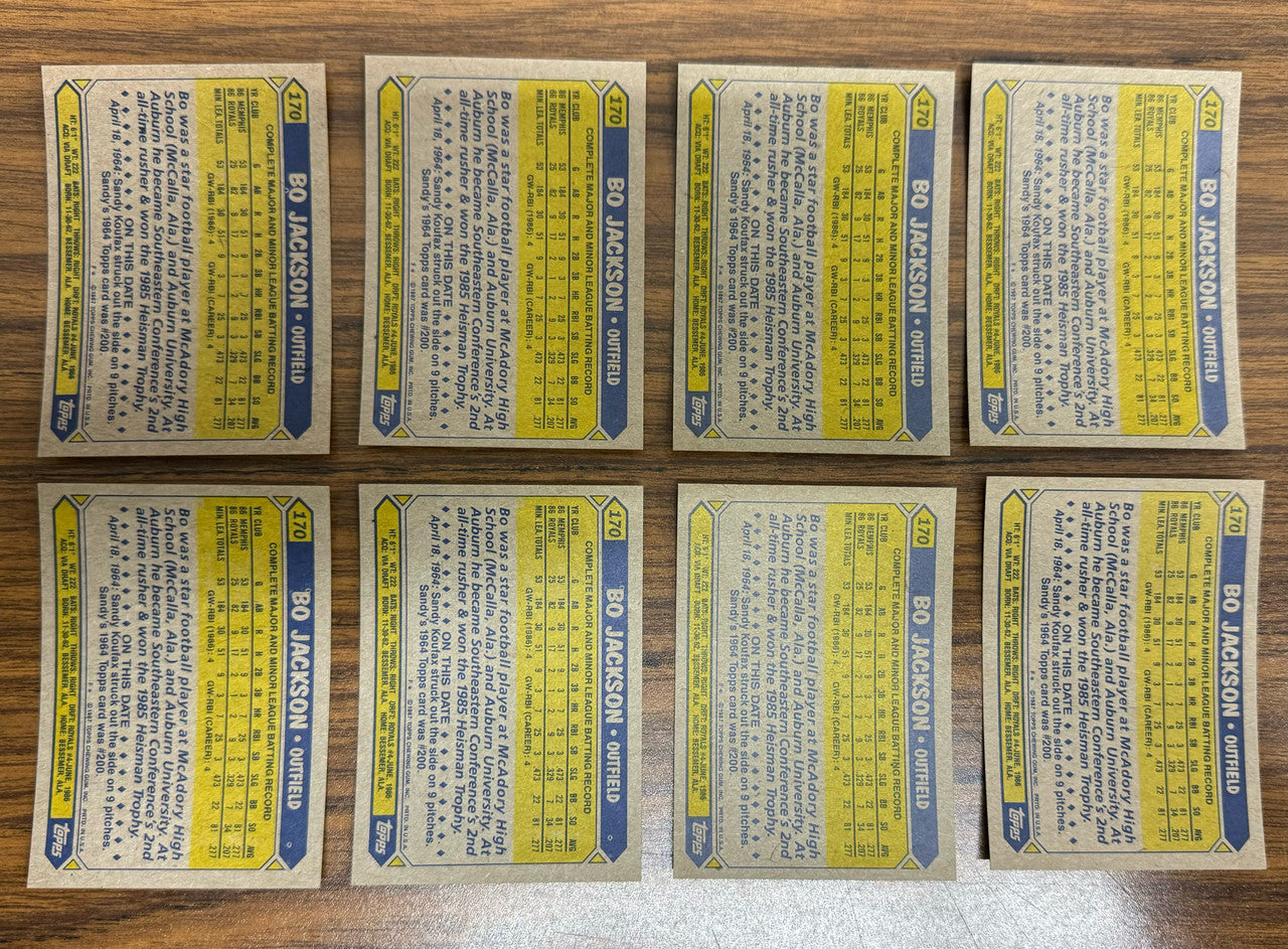 1987 Topps Future Stars Bo Jackson RC #170 Lot of 25 NM or Better