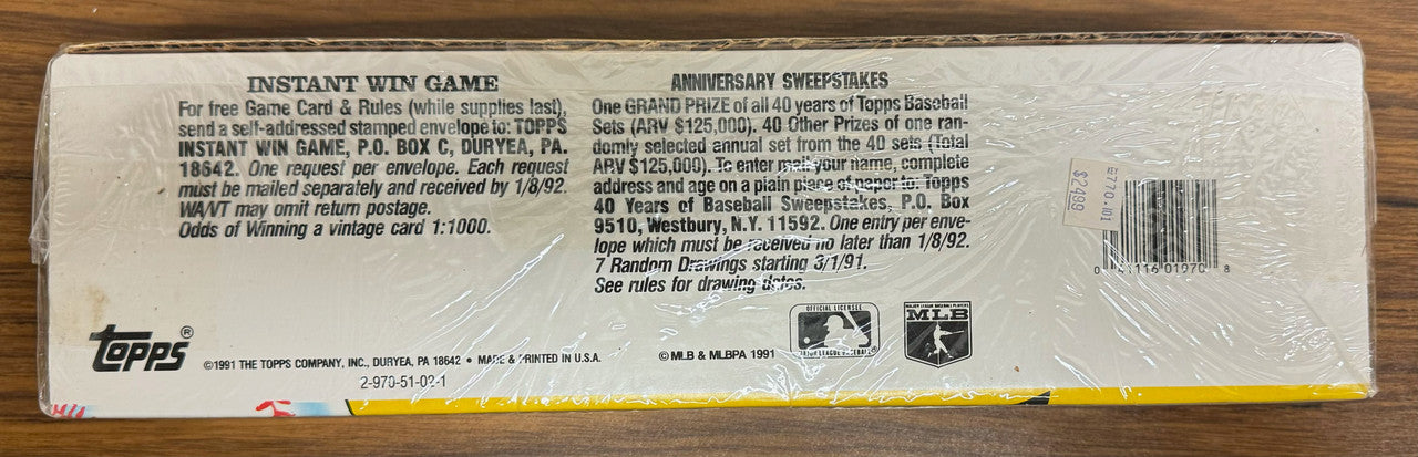 1991 Topps Baseball Complete Factory Set Sealed
