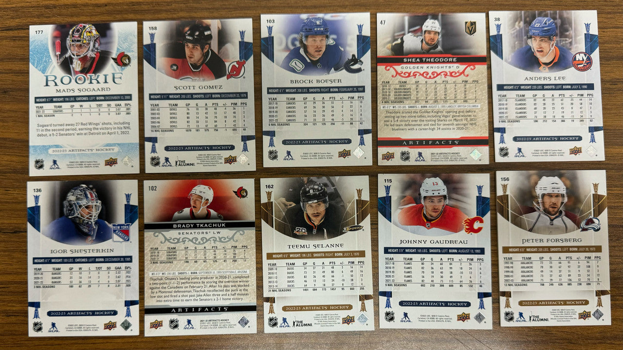 2021-22 & 2022-23 Artifacts #'d Lot of 21 /299 /499 ++ Boeser Gartner
