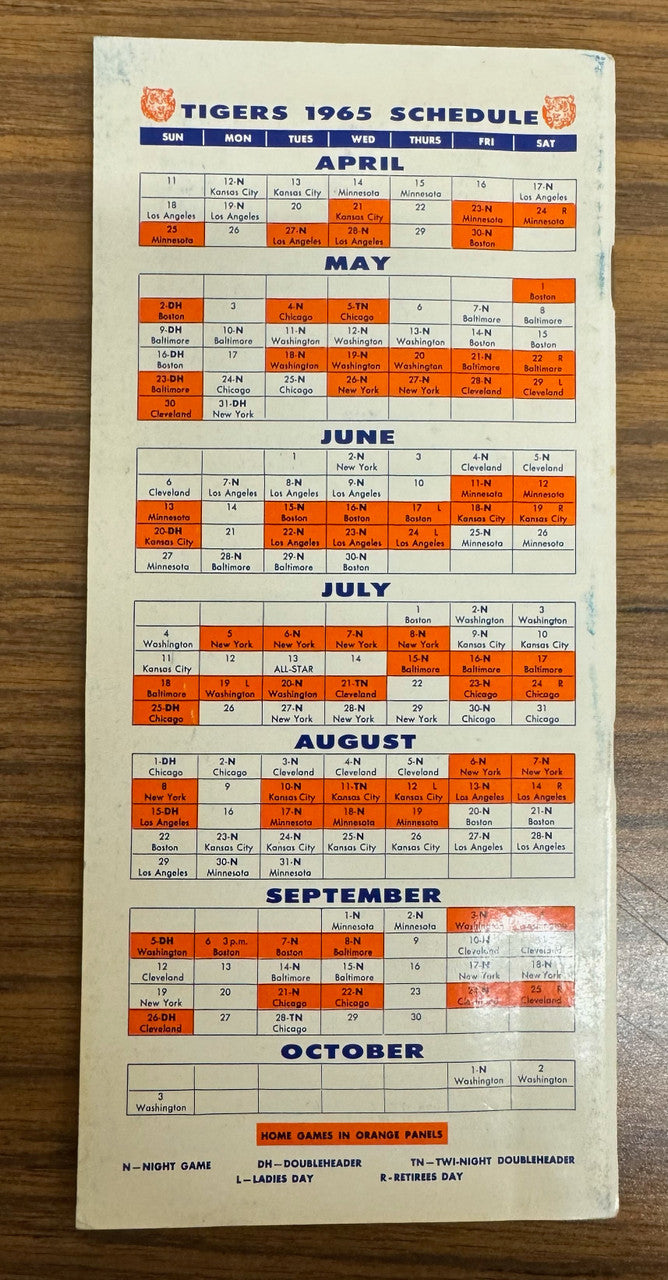 1965 Detroit Tigers Press Radio TV Media Guide