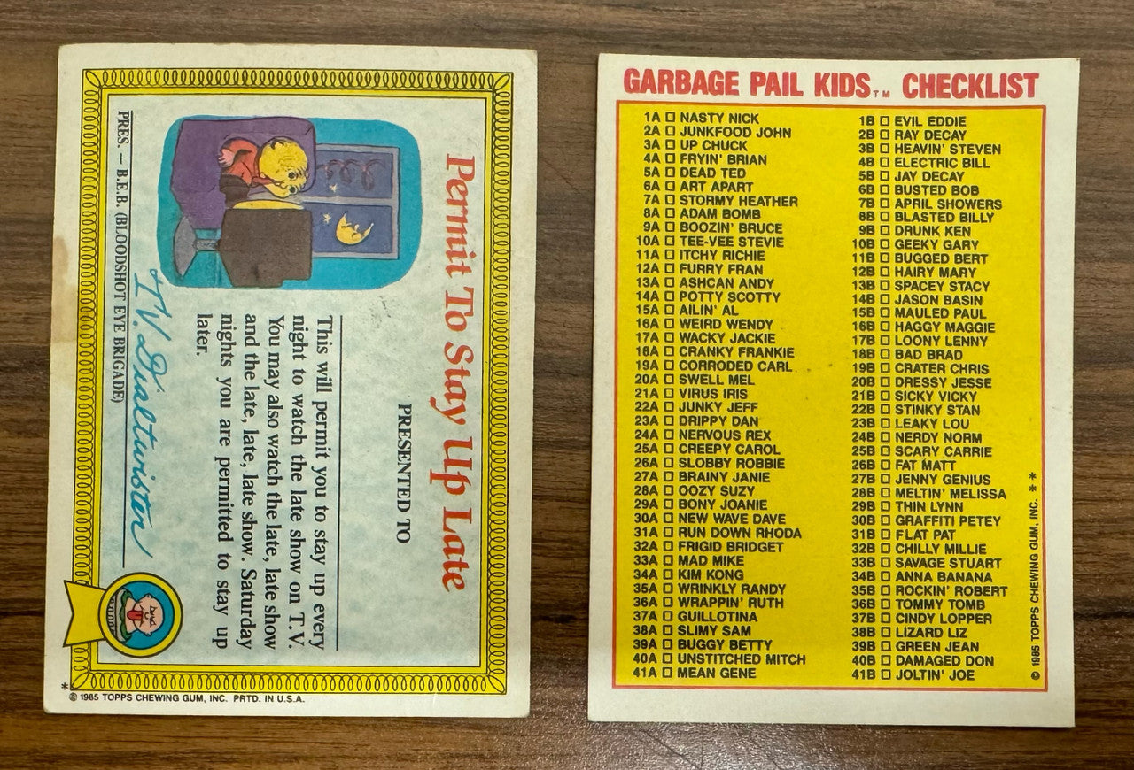 1985 Topps Garbage Pail Kids Series 1 Complete Set A+B (82) VG/EX-EX