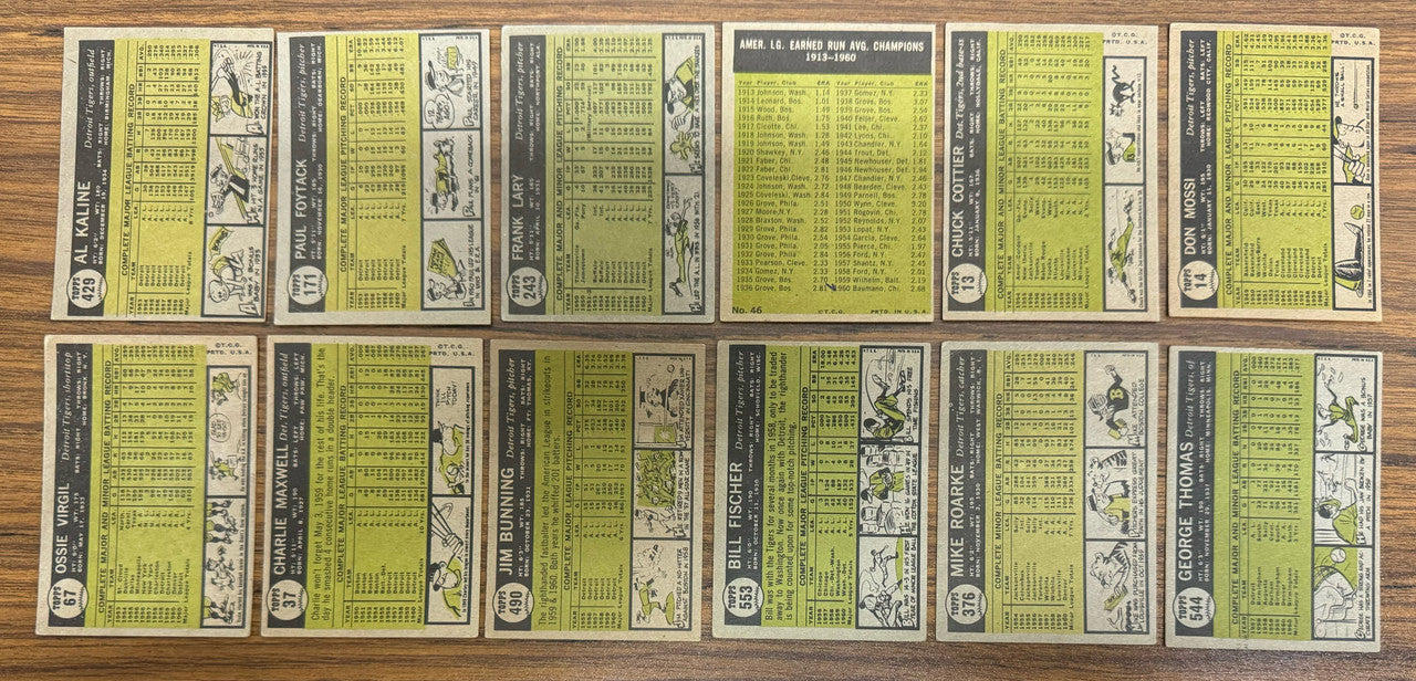 1961 Topps Detroit Tigers Team Set (30) Kaline VG/EX-EX