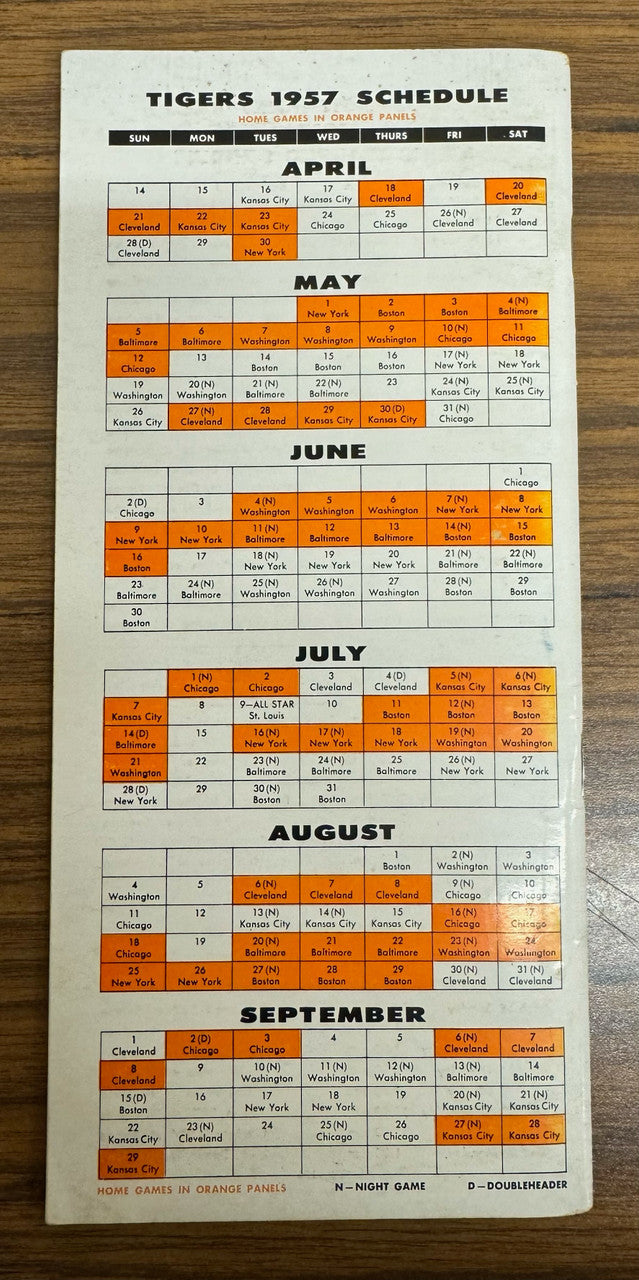1957 Detroit Tigers Roster Book Media Guide
