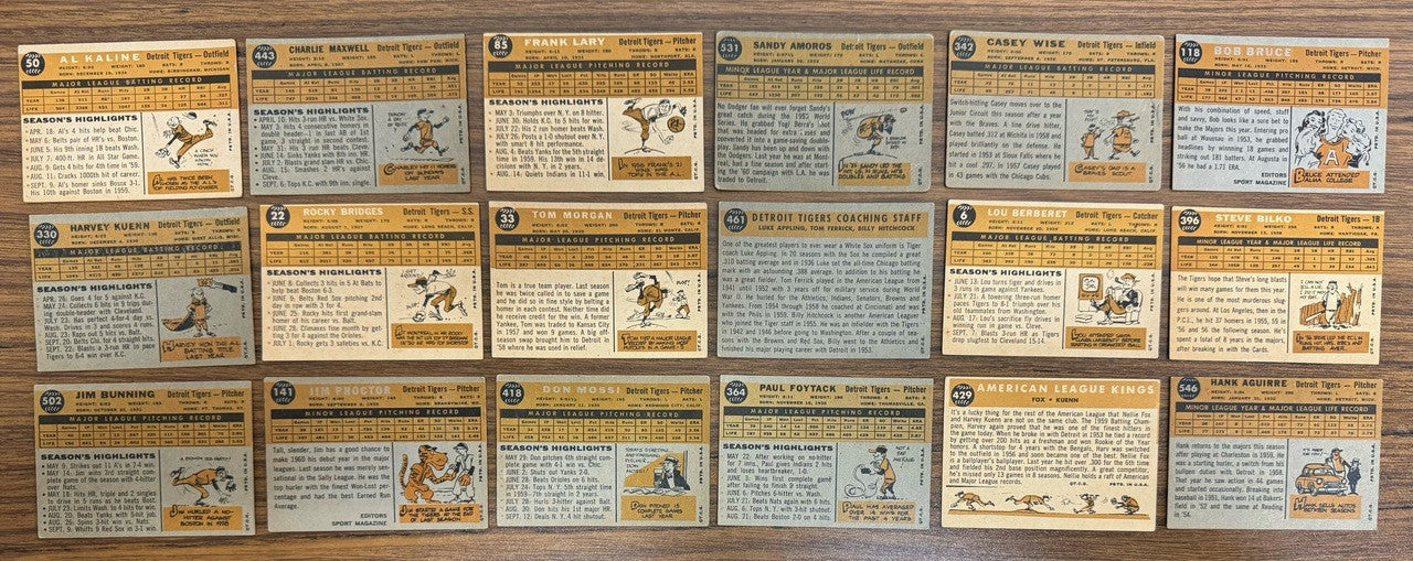1960 Topps Detroit Tigers Team Set (34) Kaline VG-EX