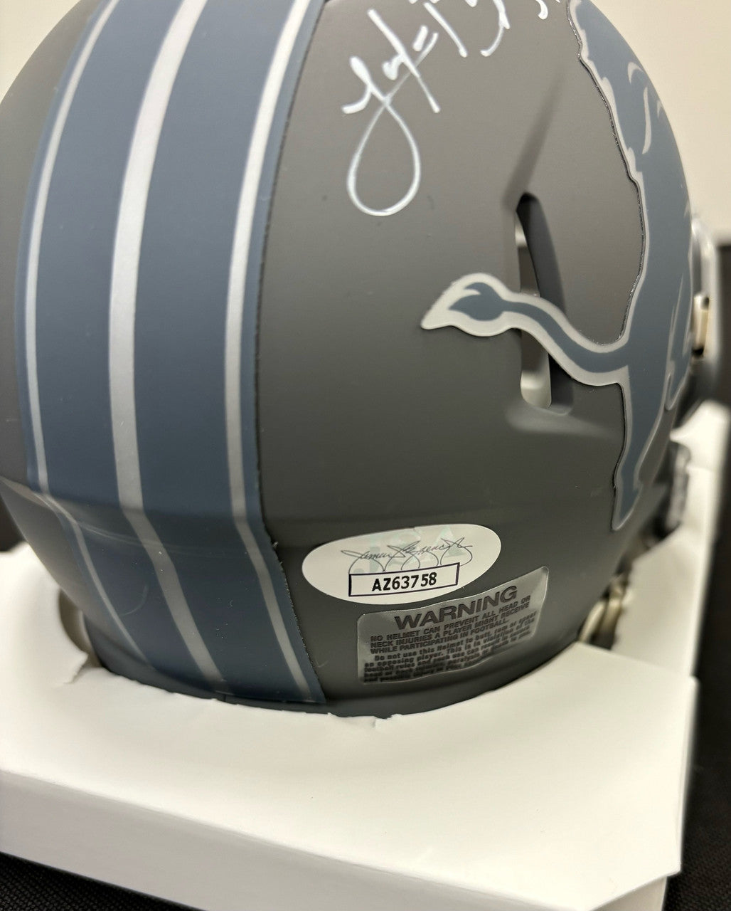 Jake Bates Signed Autographed Lions Slate Mini Helmet JSA