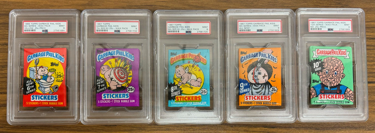 1985-1988 Topps Garbage Pail Kids Series 1-15 Complete Wax Pack Run All PSA 9