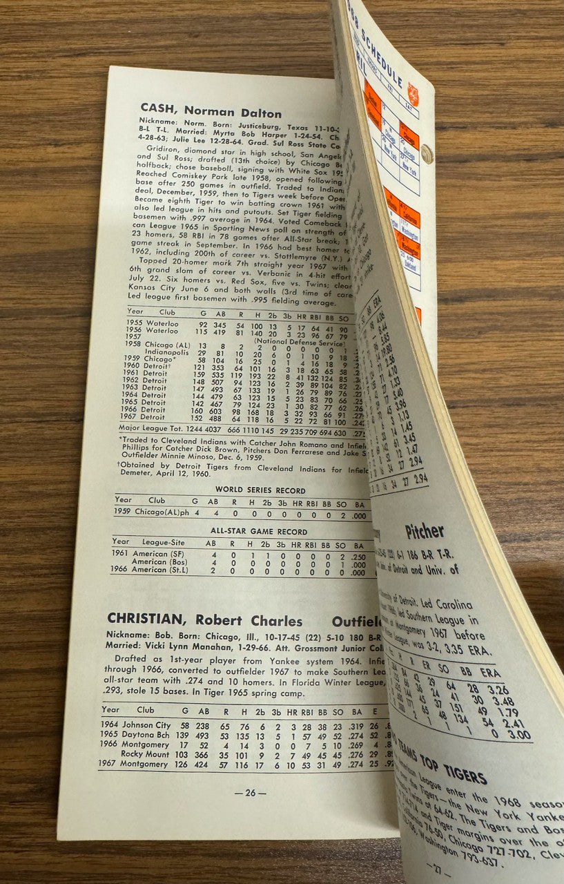 1968 Detroit Tigers Press Radio TV Media Guide