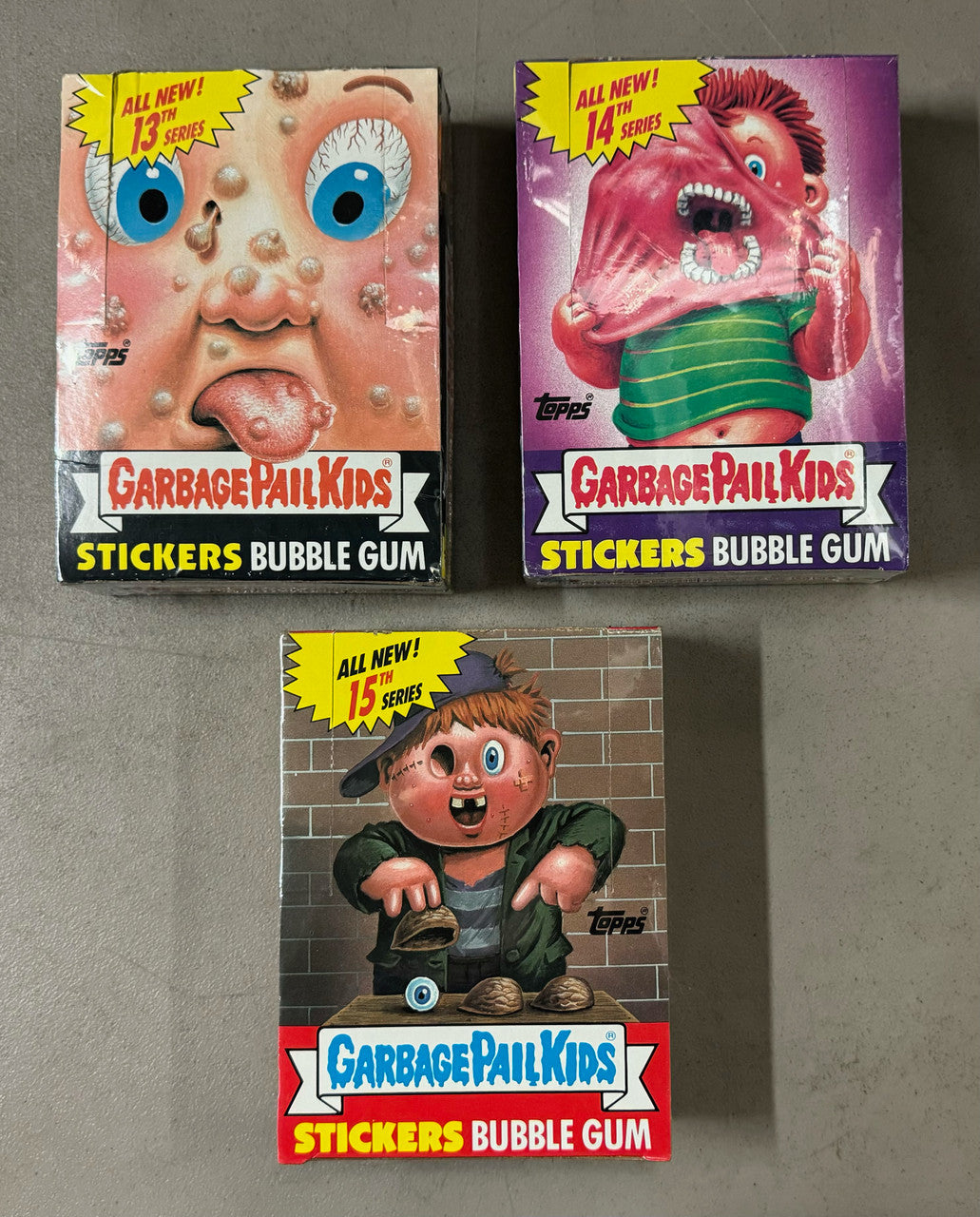 1985-1988 Topps Garbage Pail Kids Series 1-15 Empty Box Lot All BBCE Wrapped