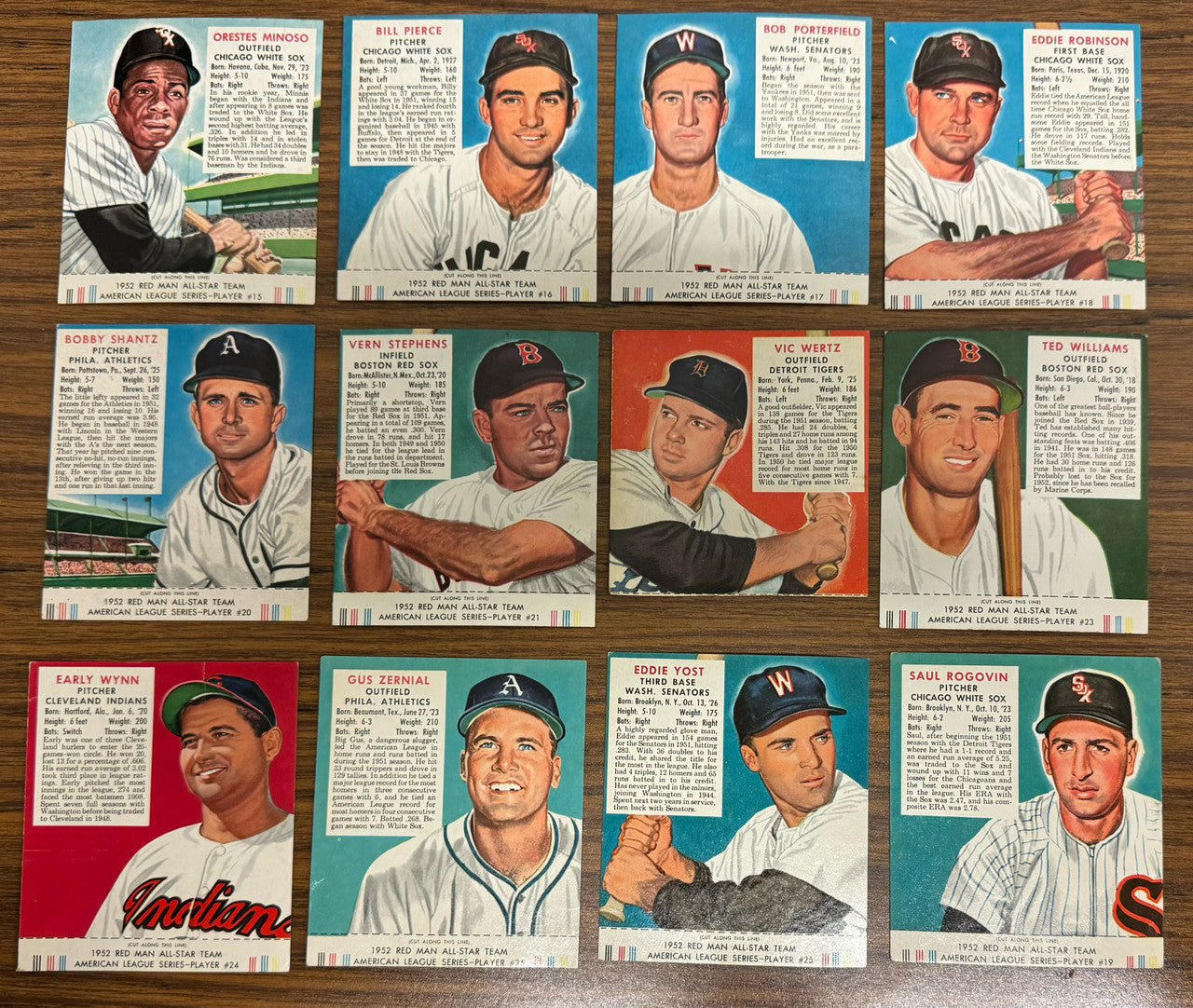 1952 Red Man Tobacco Baseball Complete Set (52) w/ Tabs Low Grade