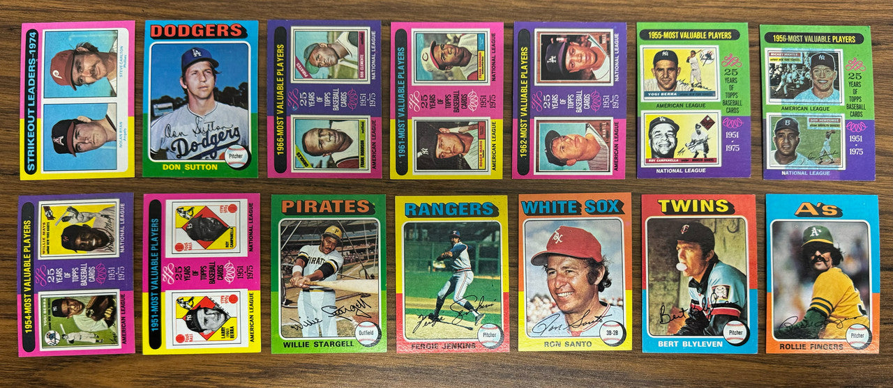 1975 Topps Baseball Near Complete Set 643/660 EX+ Missing Brett RC