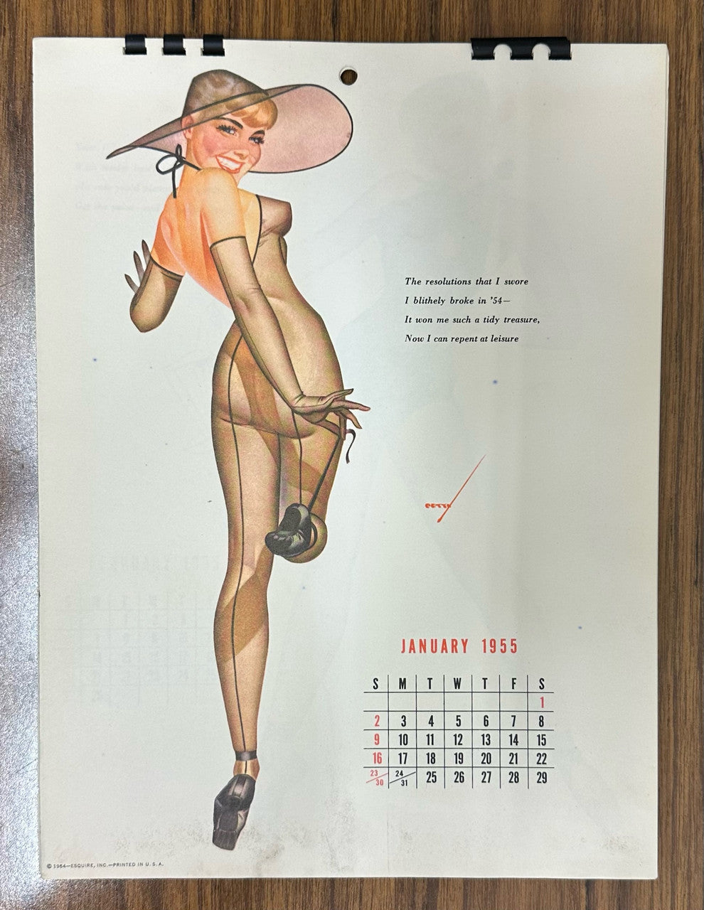 1955 Esquire Pinup Girl Calendar Petty Deluxe Edition Complete with Sleeve