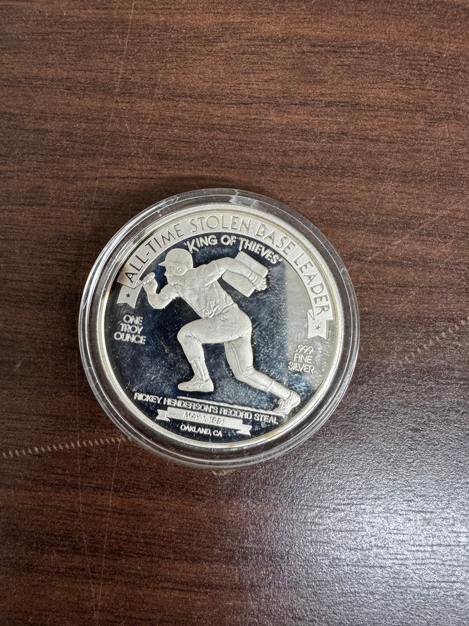 Great West Mint Rickey Henderson 1990 MVP One Troy Ounce Silver Coin in Box
