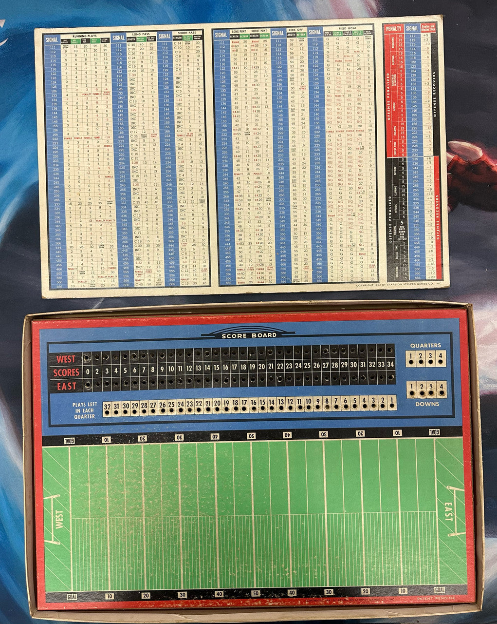 1941 Stars On Stripes Football Board Game