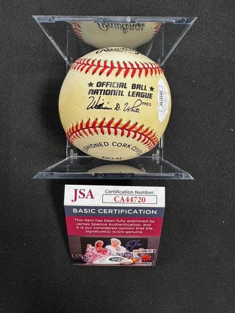 Ernie Banks Signed Autographed Rawlings ONL Baseball JSA *4720