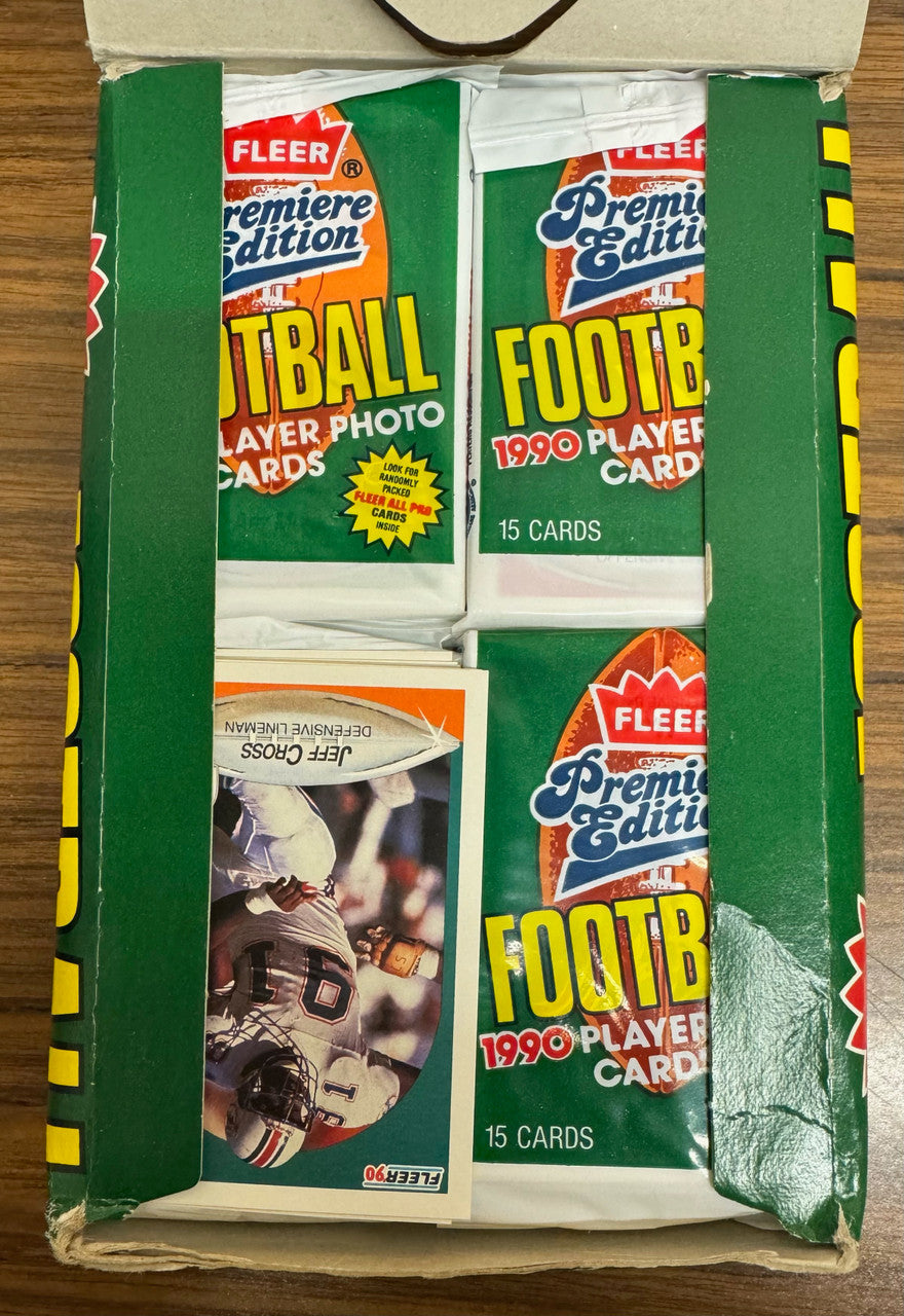 1990 Fleer Football Box w/ 35 Factory Sealed Packs