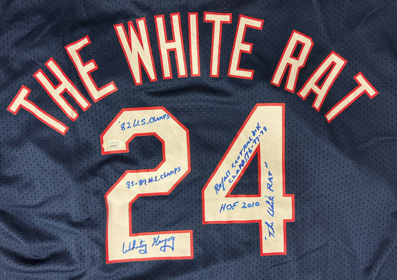 Whitey Herzog Signed Autographed Jersey The White Rat 5 Inscriptions JSA