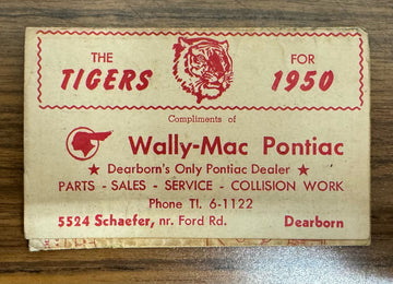 1950 Detroit Tigers Baseball Schedule Wally-Mac Pontiac