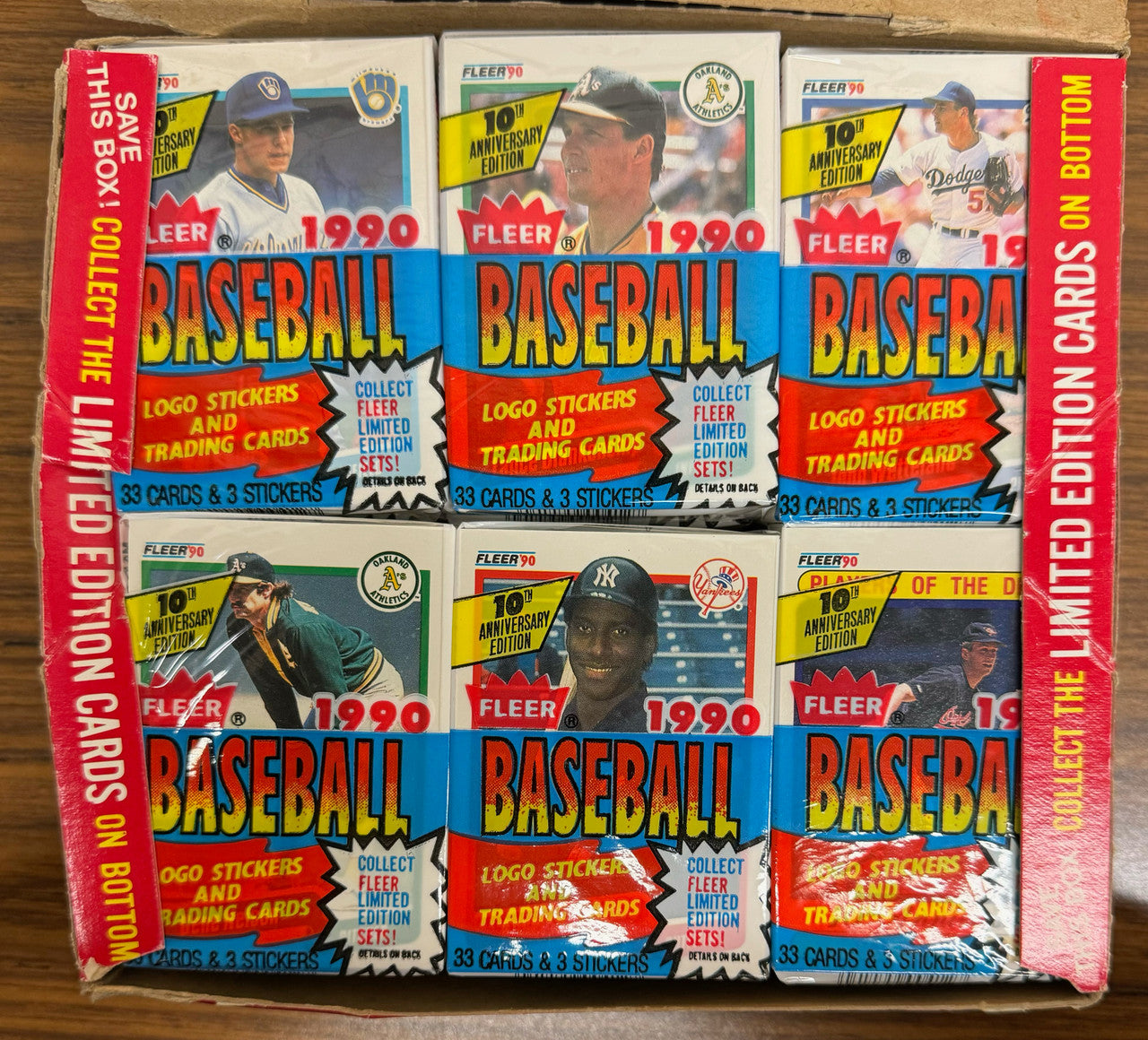 1990 Fleer Baseball Cello Pack Box 24 Factory Sealed Packs