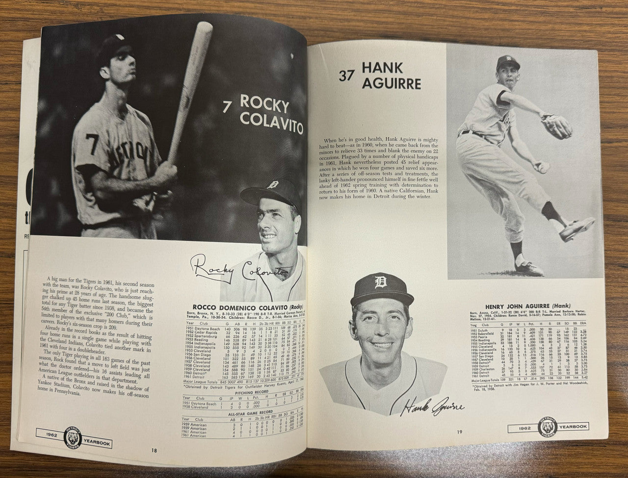 1962 Detroit Tigers Official Yearbook Kaline Cash Colavito