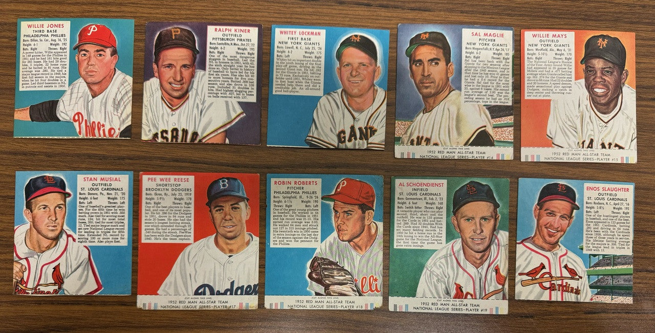 1952 Red Man Baseball Near Complete Set 51/52 Most w/ Tabs Low Grade
