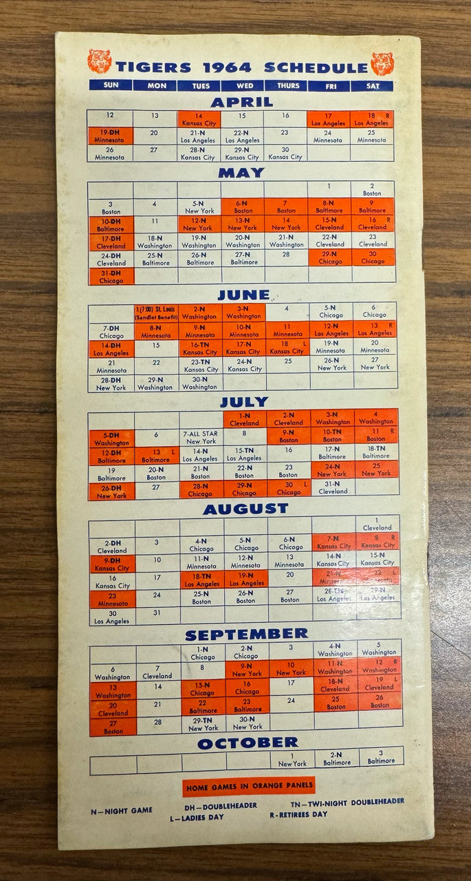 1964 Detroit Tigers Press Radio TV Media Guide