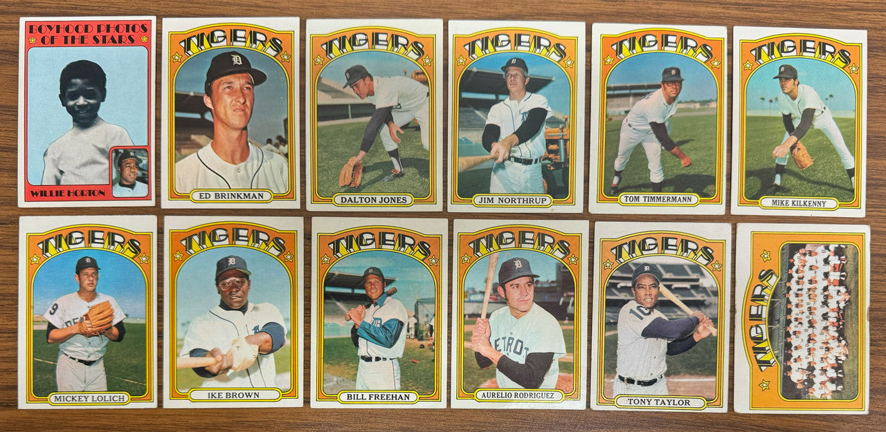 1972 Topps Detroit Tigers Team Set (29) Kaline Horton EX Overall