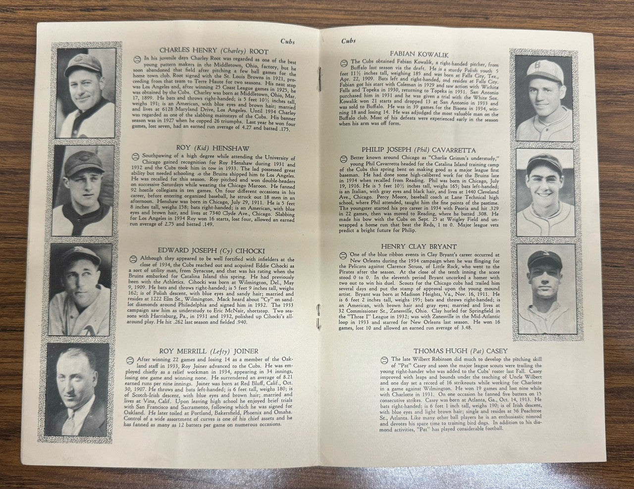 1935 Chicago Cubs Official Yearbook (Johnson)