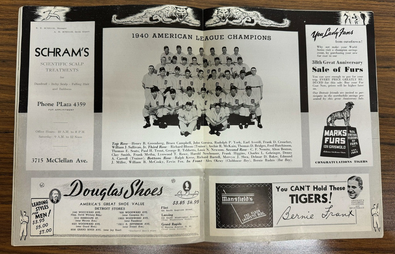 1940 Detroit Tigers vs Cincinnati Reds World Series Program