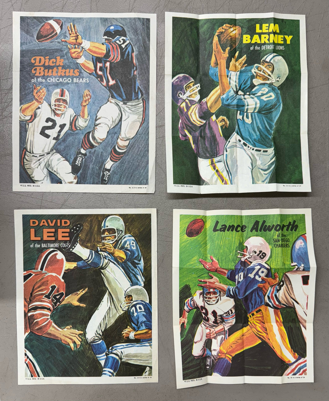 1970 Topps Football Posters Partial Set 12/24 Butkus Alworth Jones