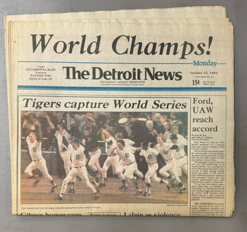1984 Detroit Tigers World Series Lot of 2 Full Newspapers Detroit News + Free Press