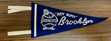 1950s Rare Vintage Brooklyn Dodgers Mini Pennant Dem Bums