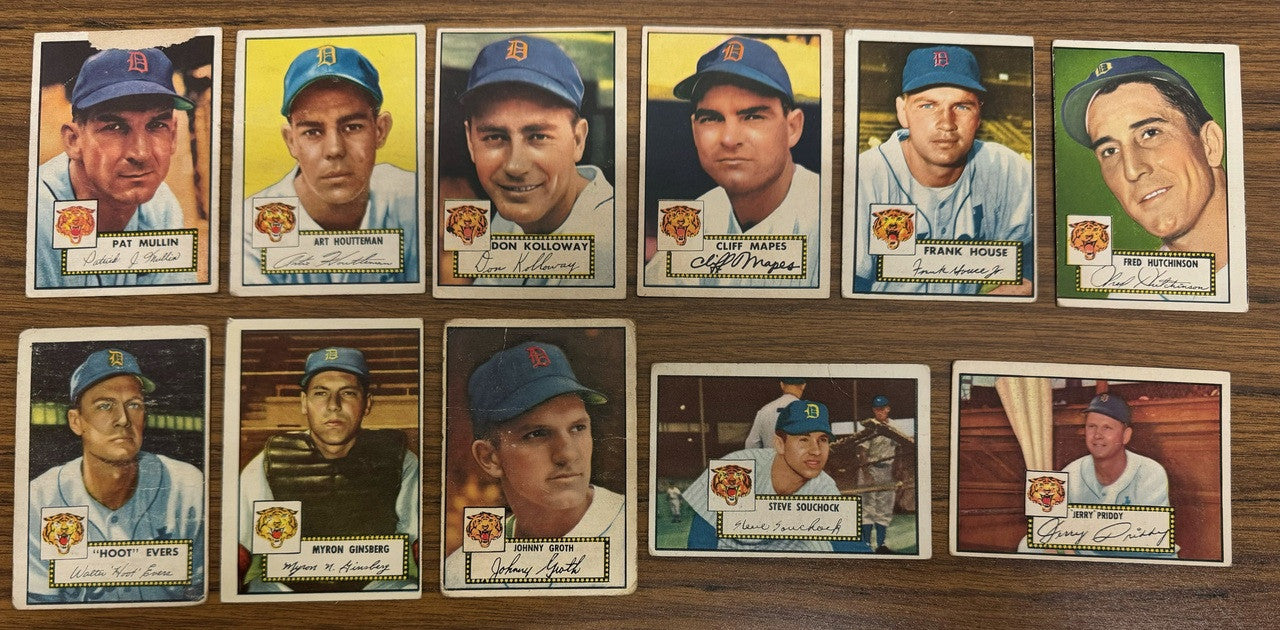 1952 Topps Detroit Tigers Team Set (23) Hoeft Hatfield Low Grade