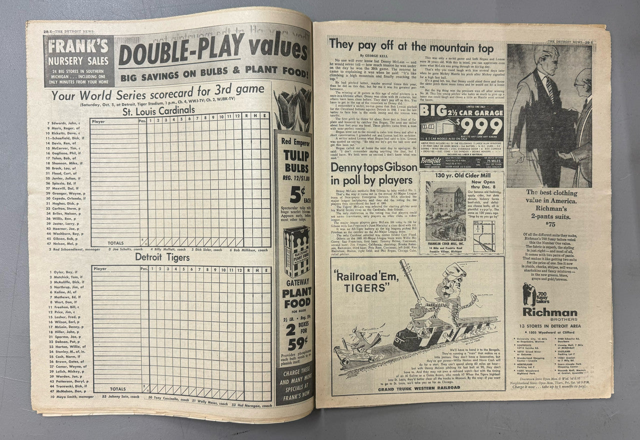 October 1968 Detroit News World Series Guide Newspaper Detroit Tigers