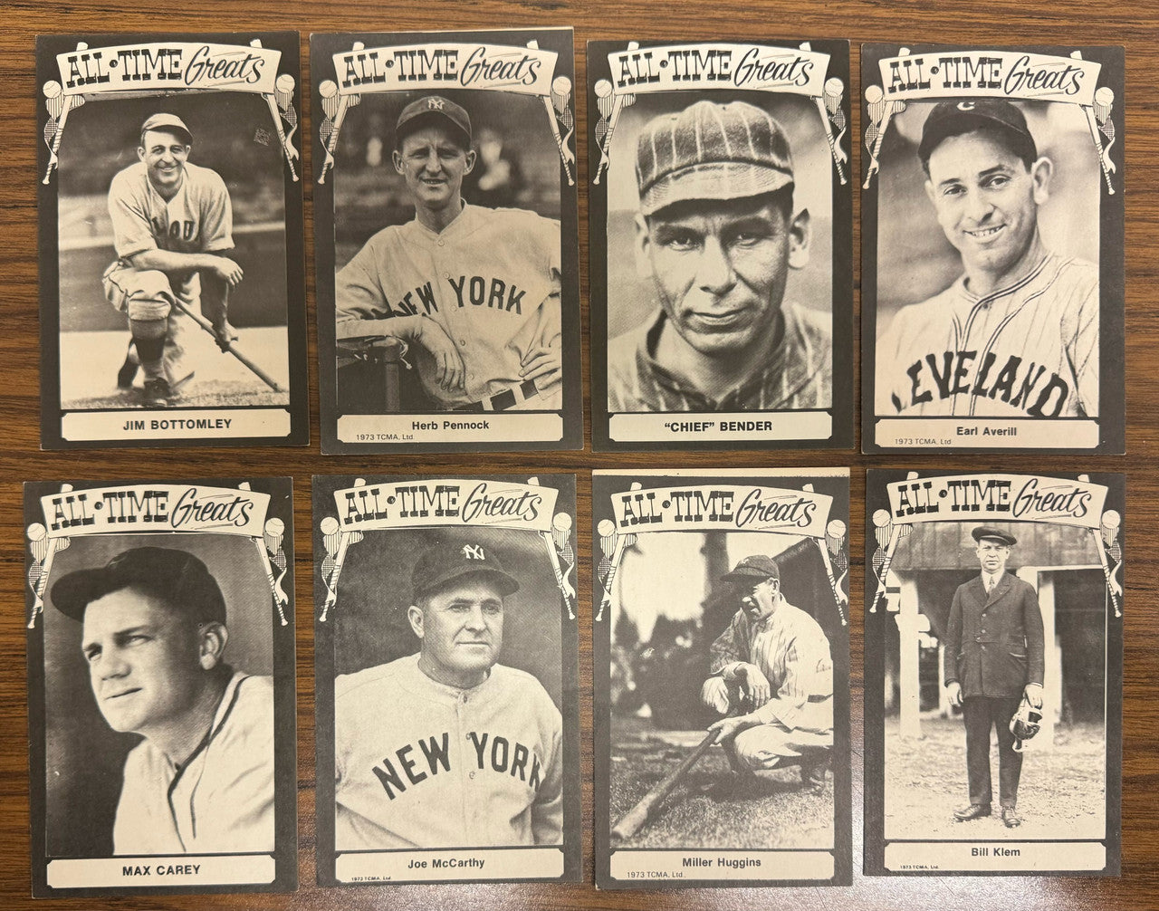 1973 TCMA All-Time Greats Baseball Postcards Lot of 30 VG-EX w/ Mantle