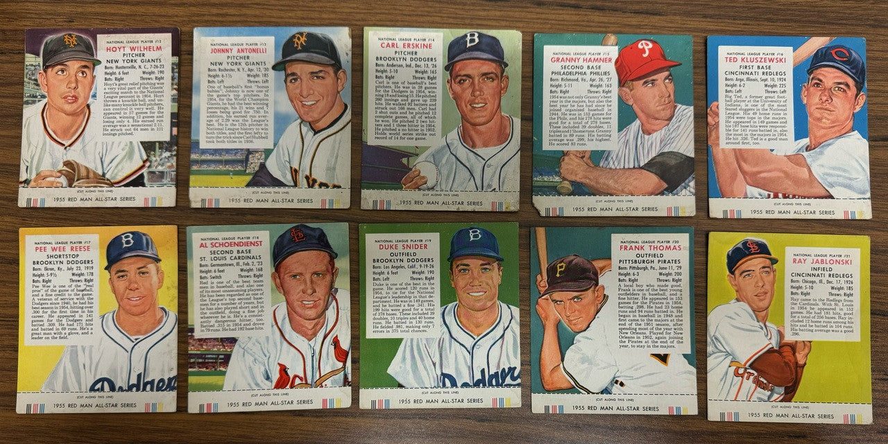 1955 Red Man Baseball Near Complete Set (47/50) w/ Tabs Low Grade