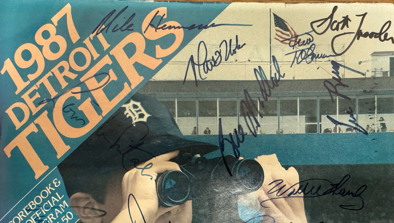 1987 Detroit Tigers Signed Autographed Scorebook Program Trammell Sparky ++++